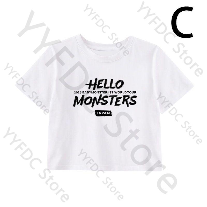 Babymonster T Shirt Kpop Fashion HELLO MONSTERS Concert Fans MONSTIEZ Tops Women crop tops Unisex Summer Cotton Short Sleeve Tee