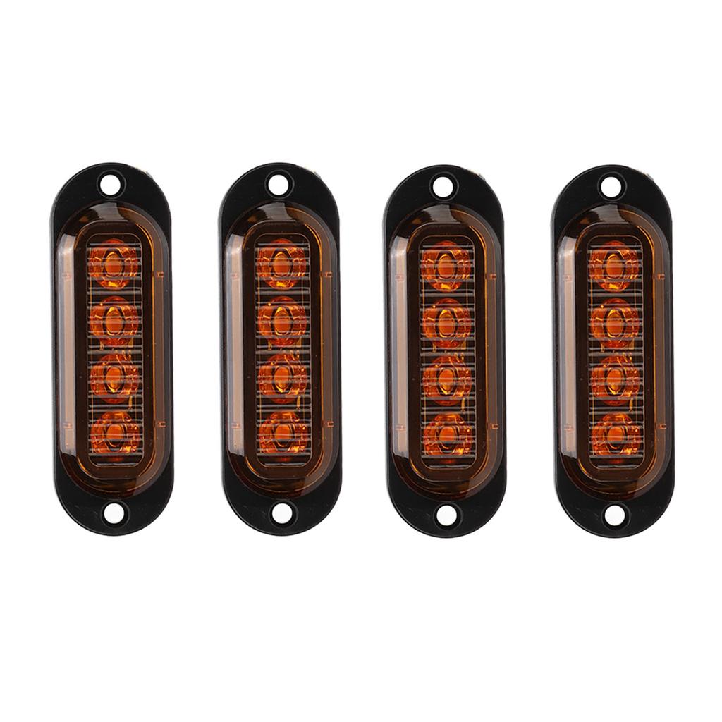 4Pcs Truck Side Lights High Brightness 3000K IP65 Waterproof LEDs Easy Installation Truck Emergency Flash Light 12‑24V