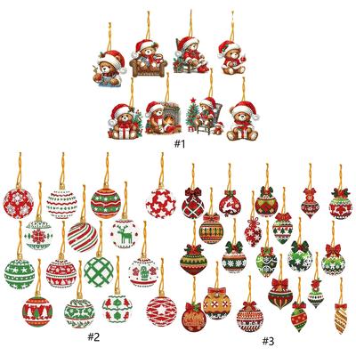 8/15/20 Stück Weihnachten DIY 2D Flache Acryl Diamant Malerei Ornamente Doppelseitig für Zuhause Weihnachtsfeier Basteldeko