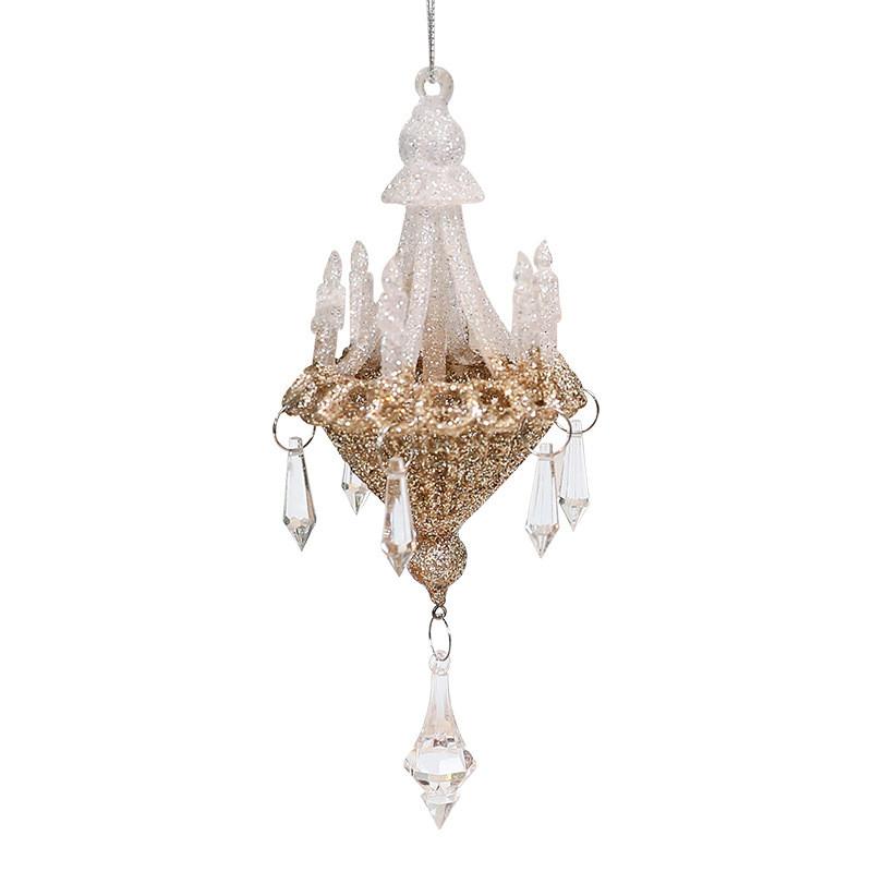 Acrylic Christmas Tree Pendant With Gold Crystal Effect For Holiday Decor