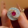 Copper Ring Women'S Jewelry, Colored Treasure, Zircon Red Corundum Full Of Diamonds, Advanced Sense