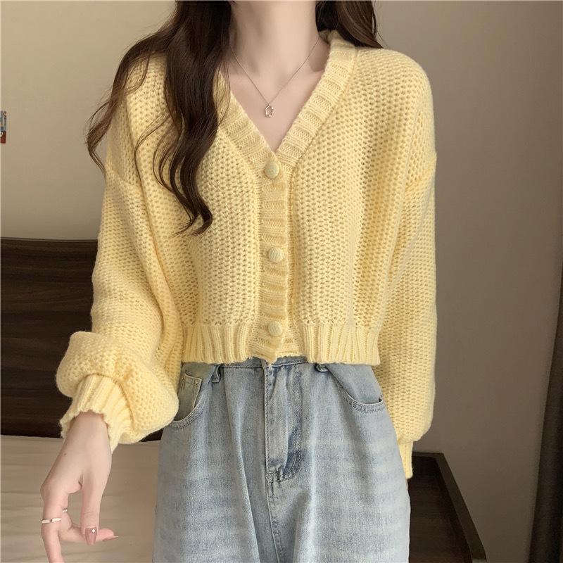 Autumn and Winter New Sweet and Gentle Wind Short Knitted Cardigan Loose Lazy Wind Long Sleeve Women's Coat Versatile Sweater Women