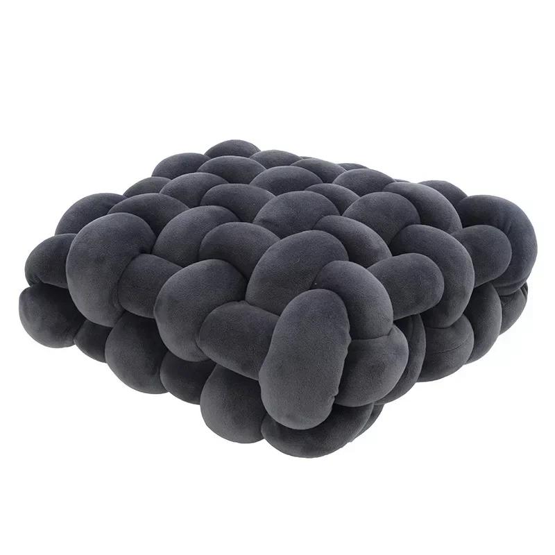 Creative Pillow Simple Style Solid Color Hand Woven Square Sofa Cushion Cushion Plush Breathable Cushion Float Window Cushion