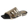 New Retro Square Toe Flat Fashion Slippers Women's 2025 Summer New Fairy Style Belt Buckle One-word Belt