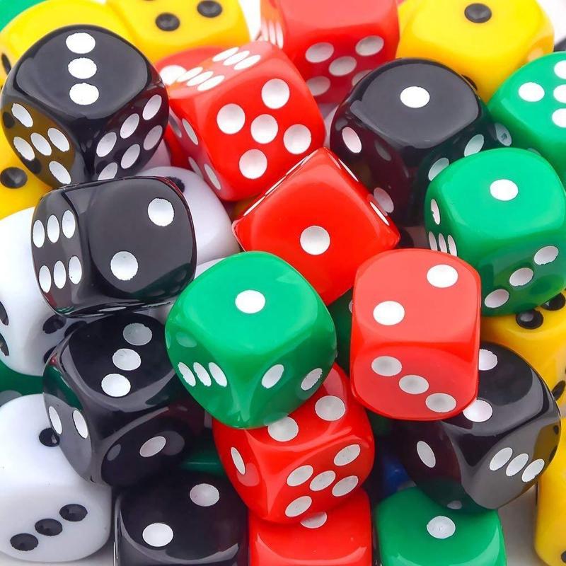50Pcs 16mm 0.63In Digital Dices Kit 6 Sided Acrylic Dice Children Puzzle Board Game Dices Toy Round Corner KTV Bar Dices