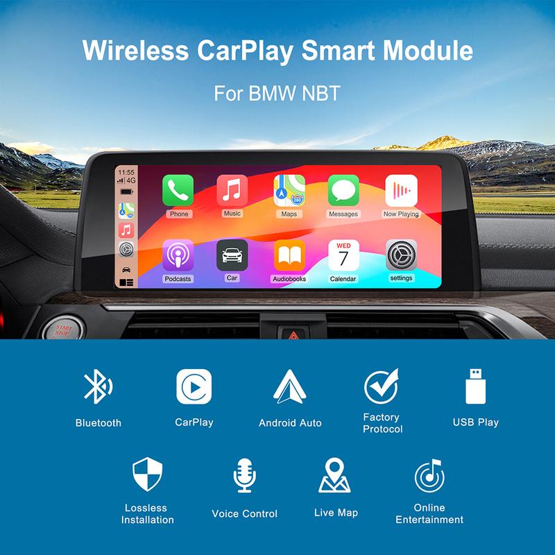 Wireless CarPlay Android Auto for BMW NBT CIC Mini R55 R56 R57 R58 R59 R60 R61 F54 F55 Clubman Countryman Hardtop John F56 F57