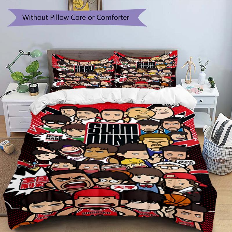 3pcs Duvet Cover Set (1*Duvet Cover + 2*Pillowcase, Without Core), SLAM DUNK Print Bedding Set, Bedroom Decor, All‑Season, Birthday Gift