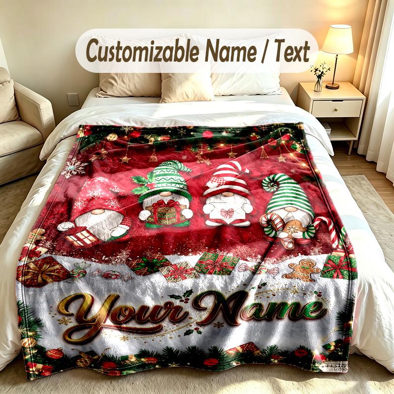 Gnom-Thema Benutzerdefinierte Decke Personalisierter Name & Text Angepasst Weich Warm Überwurfdecke Heimdekoration