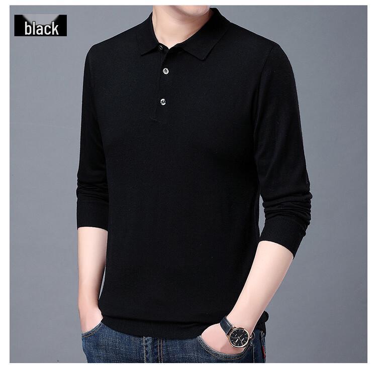 

Men s Wool Knit Lapel Sweater - Autumn/Winter Solid Color Long Sleeve Top M