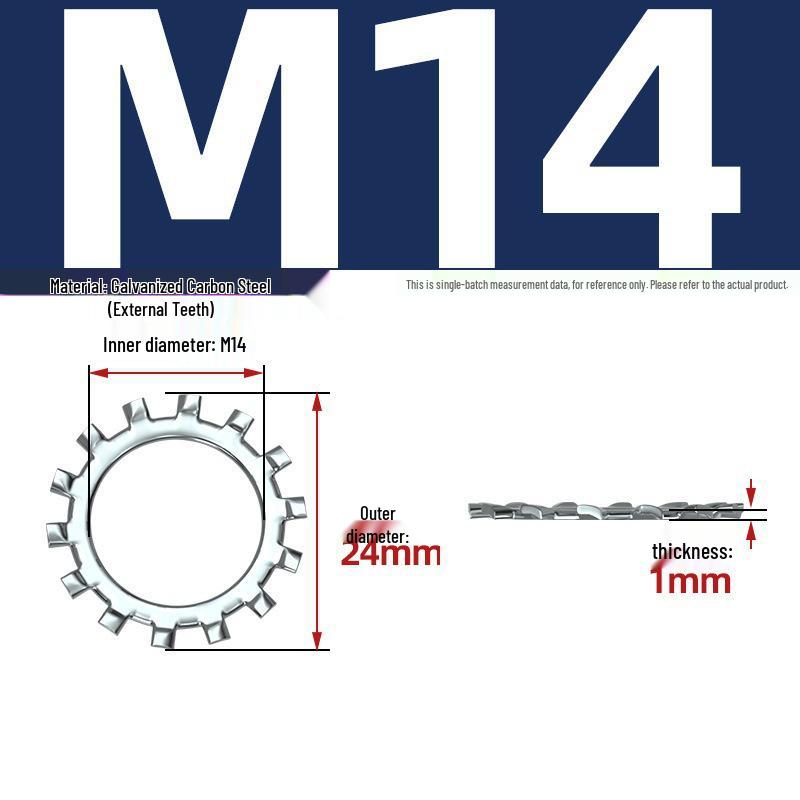 Carbon Steel Zinc-Plated Lock Washer with Inner and Outer Teeth