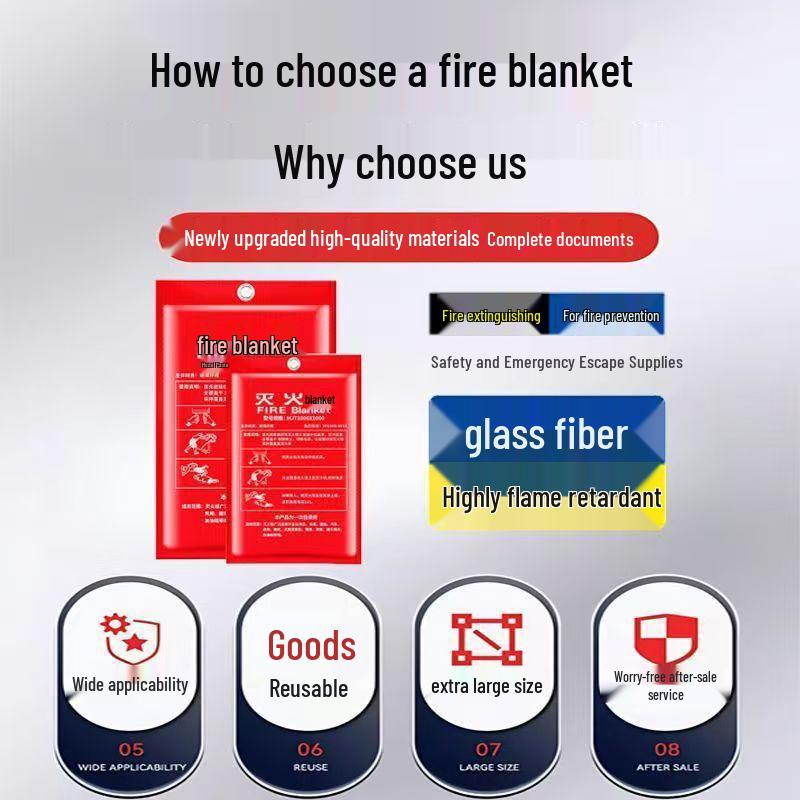 Certified Household Fire Emergency Fiberglass Fire Blanket - Free Shipping