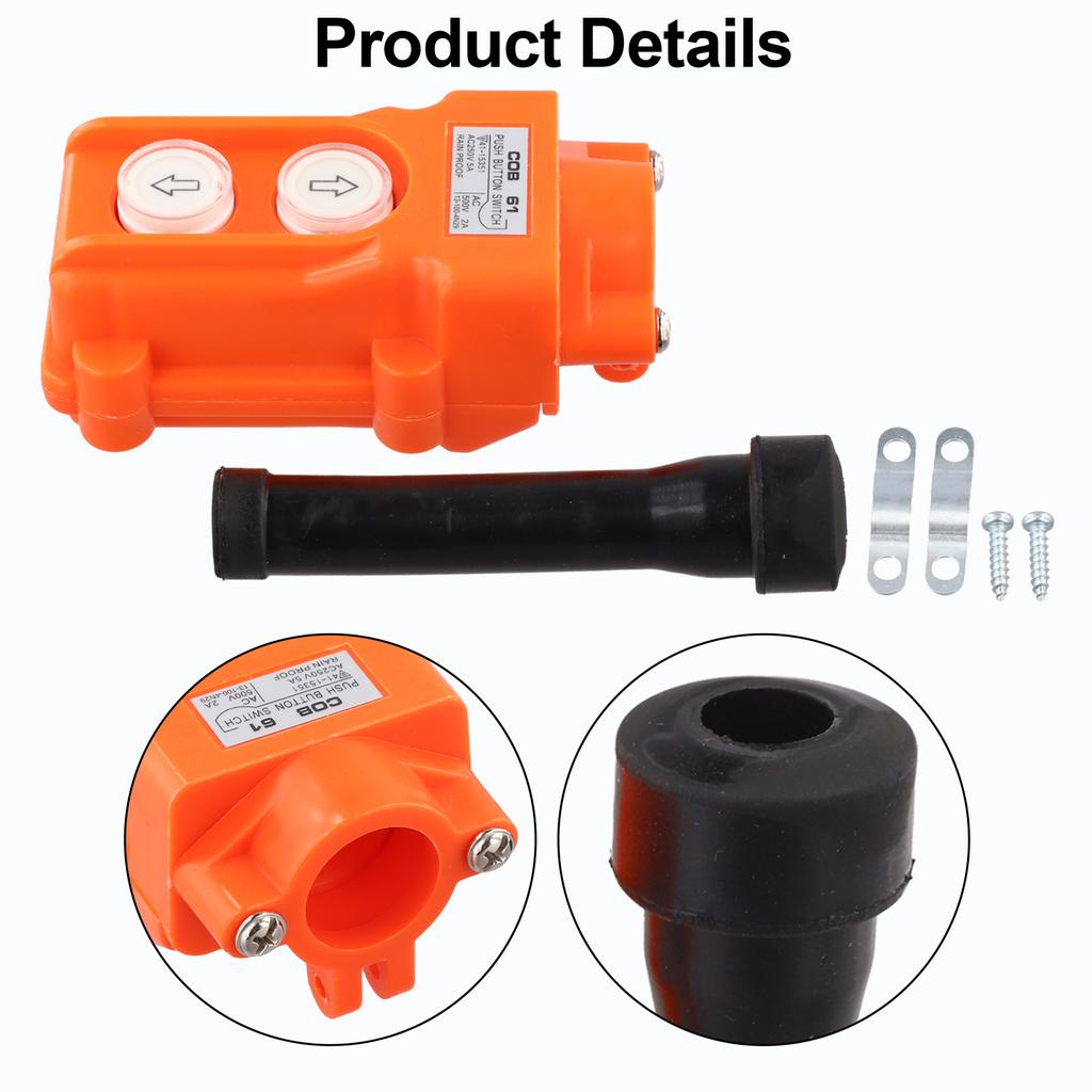 2Way Hoist Crane Pendant Push Button Switch Rainproof COB-61 Orange Hoist Pendant Switch Up-Down Heavy Duty Rain Proof Button
