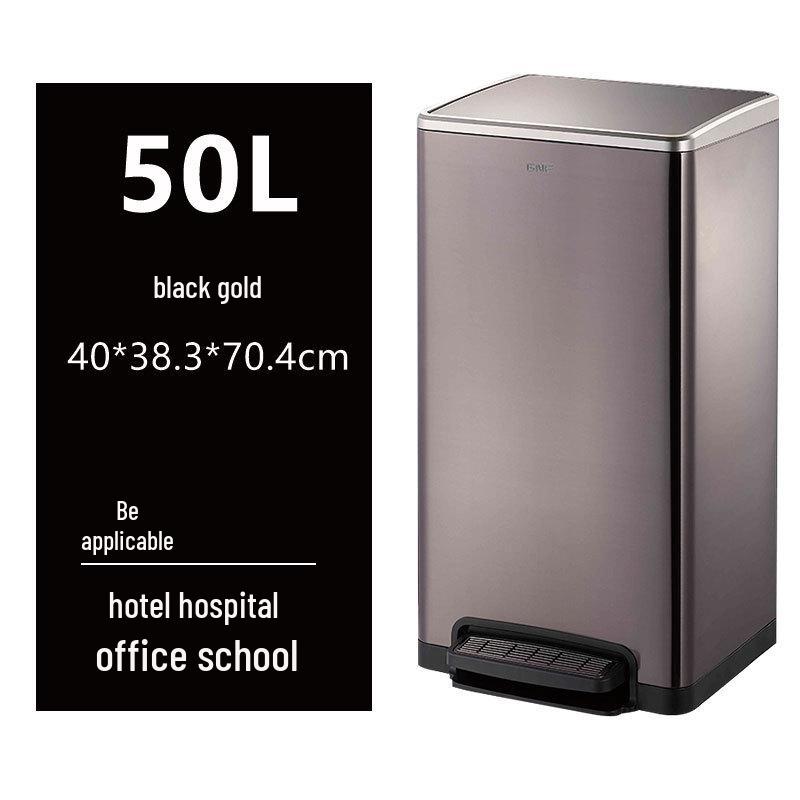 50L Stainless Steel Commercial Trash Can with Large Foot Pedal for Hotels and Shopping Malls