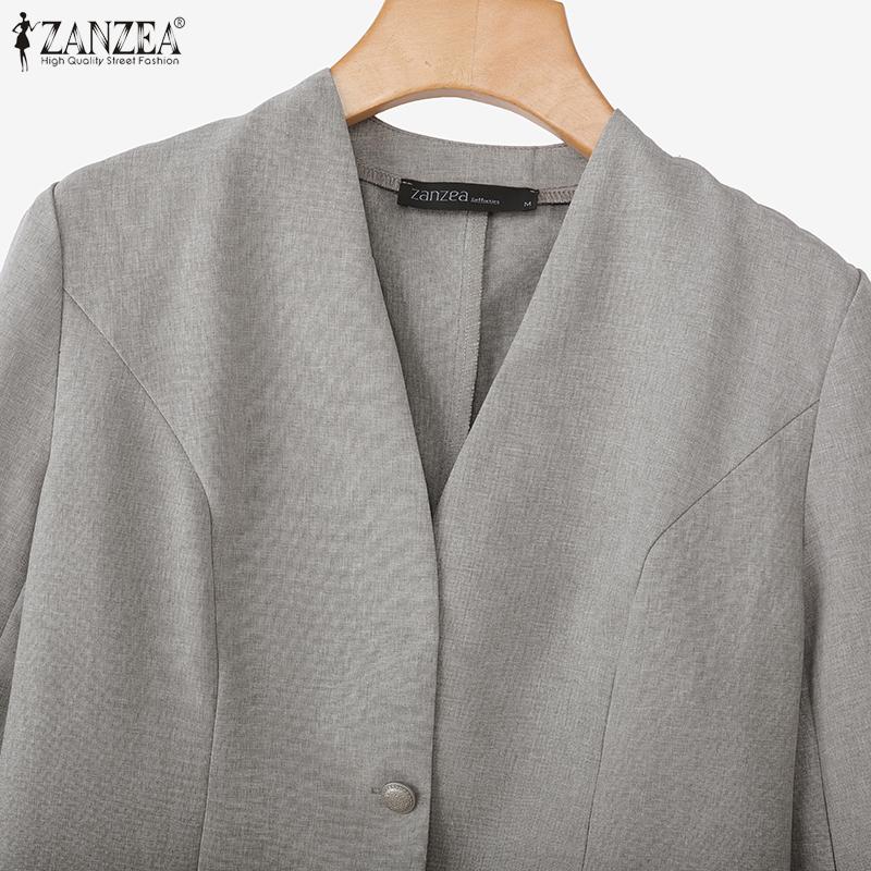 ZANZEA Women Casual V-Neck Loose Long Sleeve Cardigan Tops