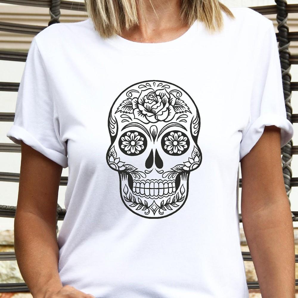 Sugar Skull T-Shirt, Mexico Day of the Dead Design, Unisex Funny Tee Unisex T-Shirt XXXXL