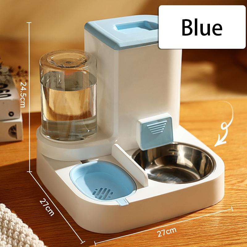 Pet Cat Bowl Automatic Feeder Water Dispenser Dog Cat Food Bowl with Drinking Raised Stand Double Dish Bowls for Cats Dogs Pet