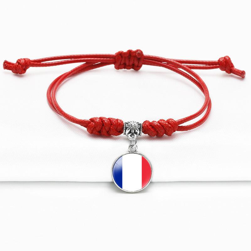 Red Bracelet Trendy With Timeless Gem European Country Flags Unisex Material Mixed