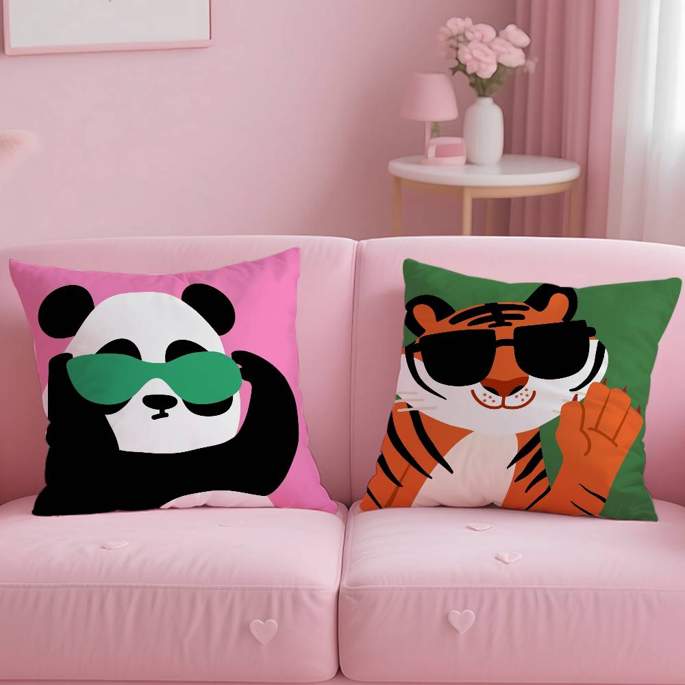 Cartoon Animal Pillow Case Pattern Printing Pillowcase Living Room Sofa Cushion Cover Bedroom Room Decor