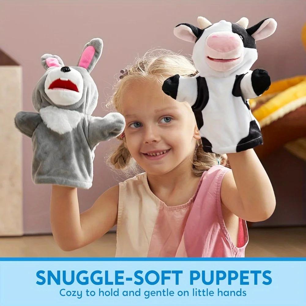 JOYFY 6Pcs Kids Hand Puppet Set with Working Mouth Animal Plush Toy for Show Theater Birthday Gifts Easter Basket Stuffers