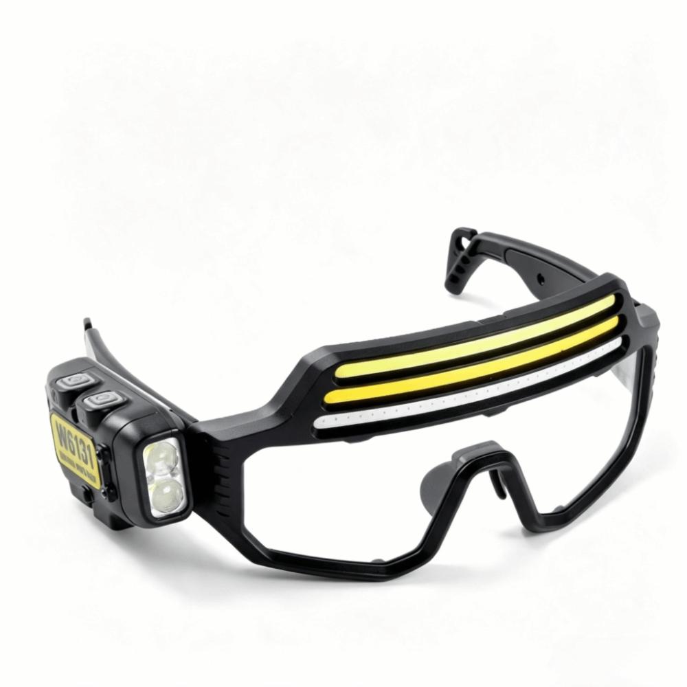 Waterproof Headlight Glasses Adjustable Goggle Light Hands-Free Headlamp Glasses Biking