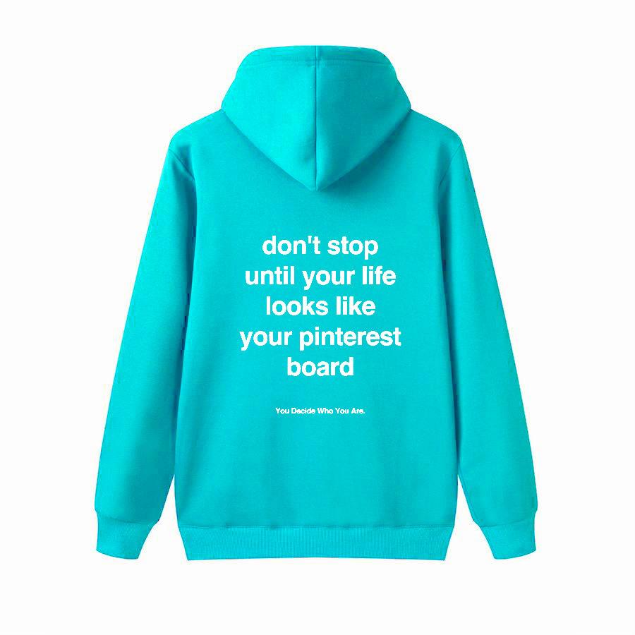 Don't stop Hoodie Loose Plus Hoodie, Kangaroo Pocket Letter Hoodie