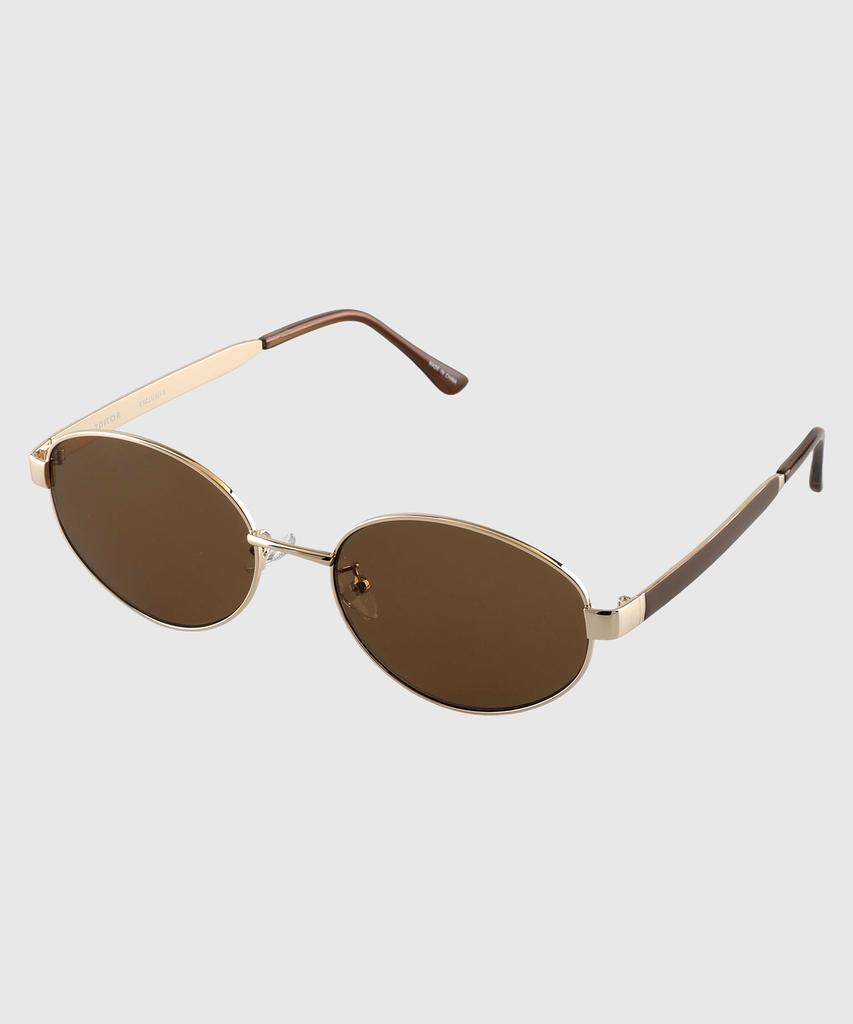 Tuditeo Dor Oval Metal Uv Protection Tinted Nylon Lens Sunglasses C3 Camel