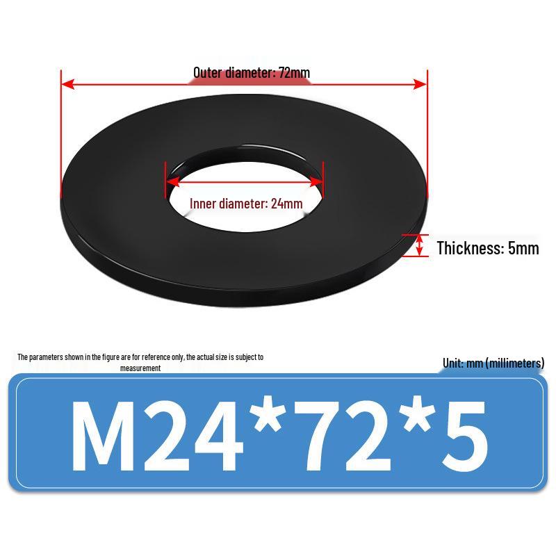 8.8 Grade Black Hardened High-Strength Oversized Flat Metal Spacer Washer (M2-M8)