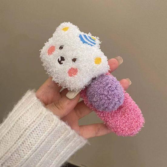 Colorful Lamb Headband Anti-Slip Soft Plush Face Washing Hair Pin Cartoon Bear Decor Makeup Hair Hoop