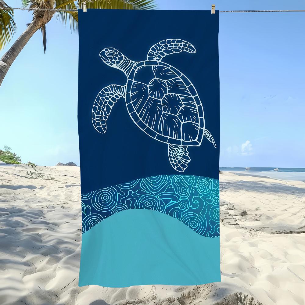 Turtle Pattern Towel Beach Oversized Soft Ultra Absorbent Quick Drying Large Pool Travel Camping Bathroom