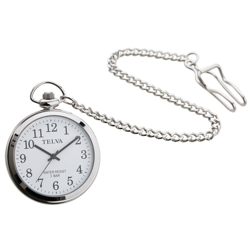 CREPHA Pocket Quartz (Klepha) Watch, Analog, Men's, Simple, Battery-Powered, Movement, Silver, TE-AM153-WTS