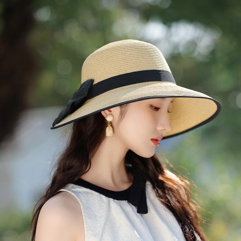 Ny Sommarhatt med Rosett för Kvinnor, Solskydd, Solskyddskräm, Solhatt för Havet, Avslappnad Solhatt