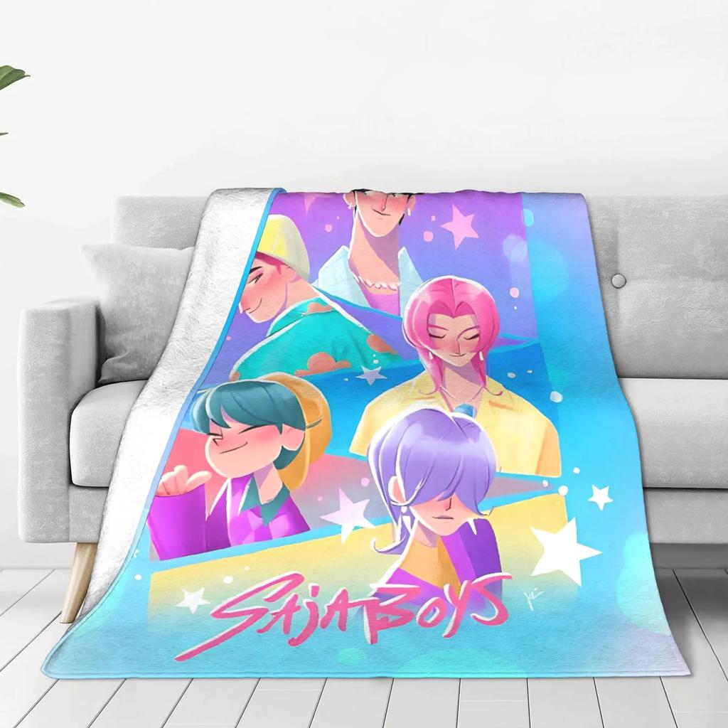 Super Warm Kpop Demon Hunter Plush Throw Blanket for Home Decor Abby Flannel Design Quality Bedspread