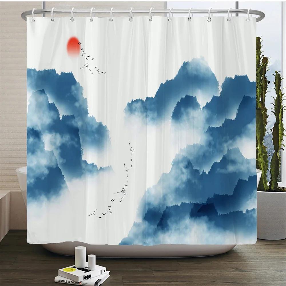 Plant Flowers and Birds Shower Curtain 180x180cm Floral Printed Shower Curtain Polyester Bath Curtain Bathroom Decor With Hooks