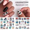 Summer 3D Nail Art Decal Coconut Tree Sunset Pattern Fashion Nail Art Decor Stickers