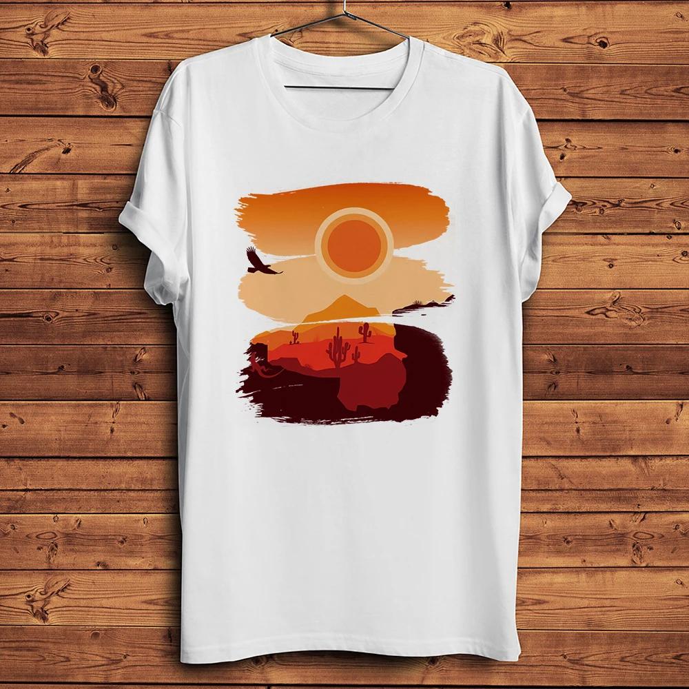 Desert Sunset Cactus Vibes Funny Vintage TShirtHomme Short Sleeve Casual T ShirtUnisex Streetwear TeeBreathable Print S