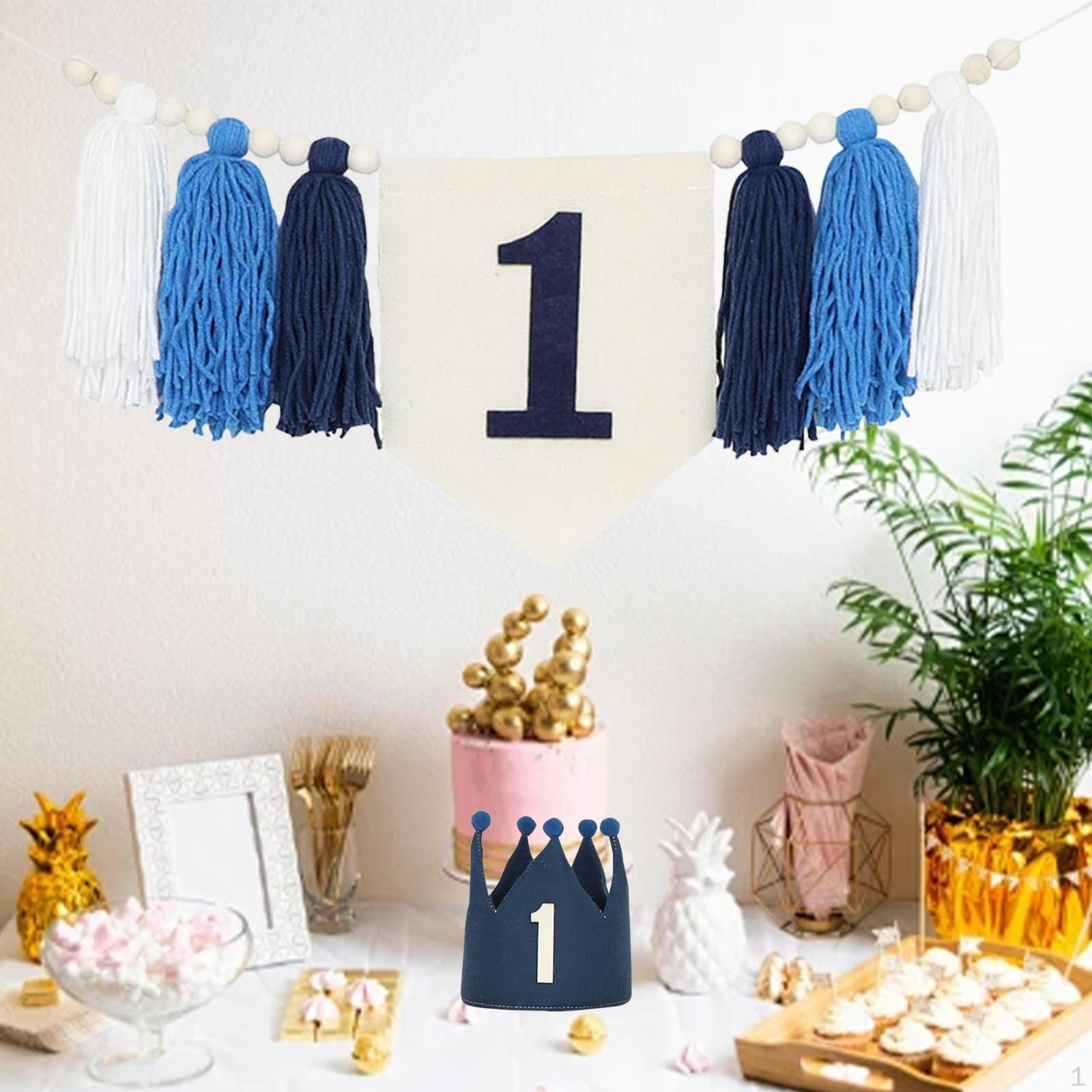 

Баннер на первую годовщину детского стульчика, украшение на первый день рождения, деревянная жемчужная кисточка для