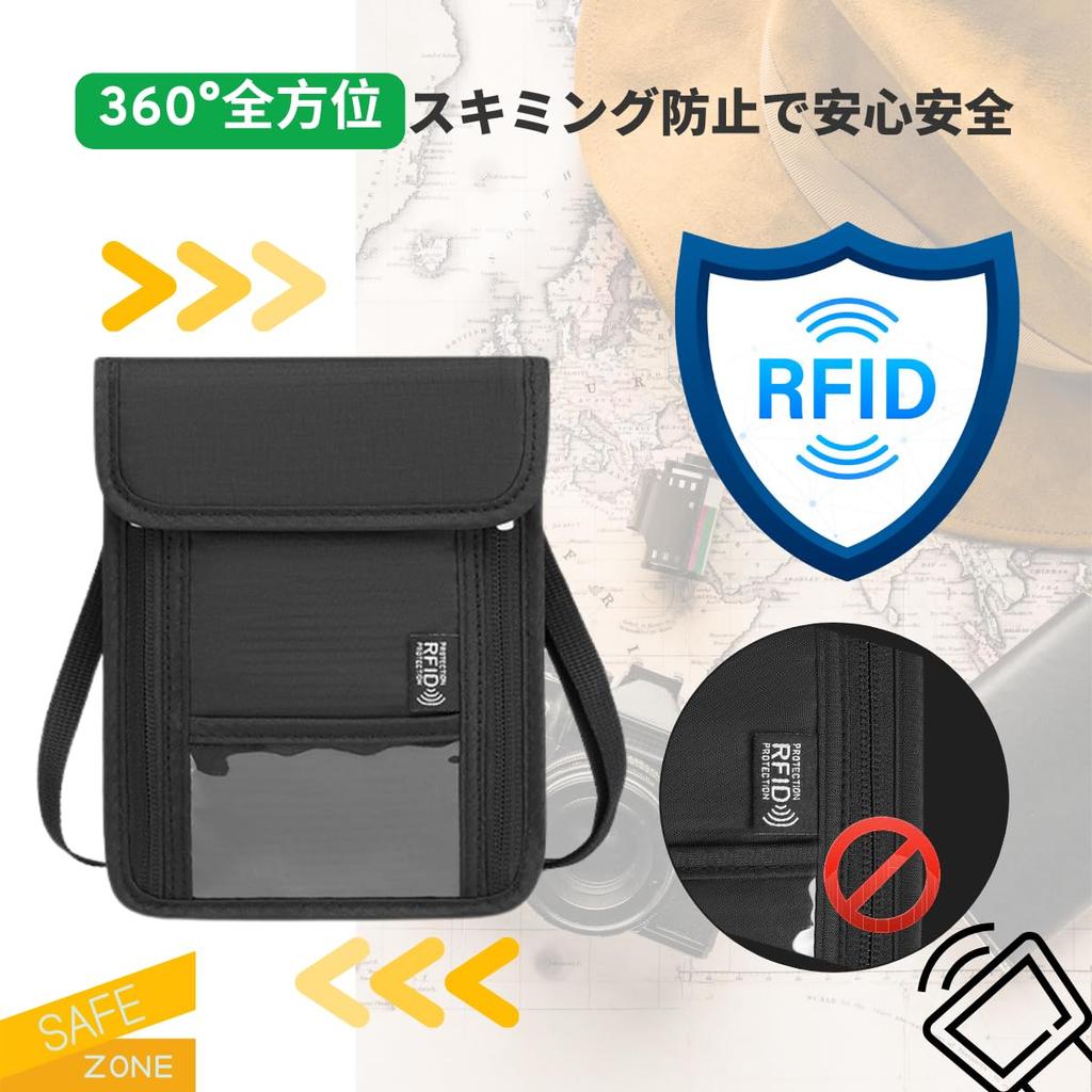 Yoeeco Passport Neck Lightweight and Passport Security Pouch for International Travel Case, Hanging, Anti-Skimming, Slim, Holder, (Navy Blue)