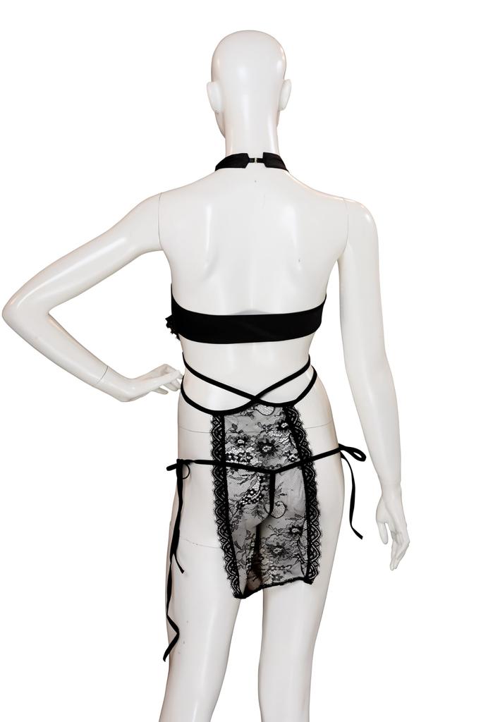 Clearstone SecretRose Cosplay Halloween Lacy Open Black Cheongsam, Women's,