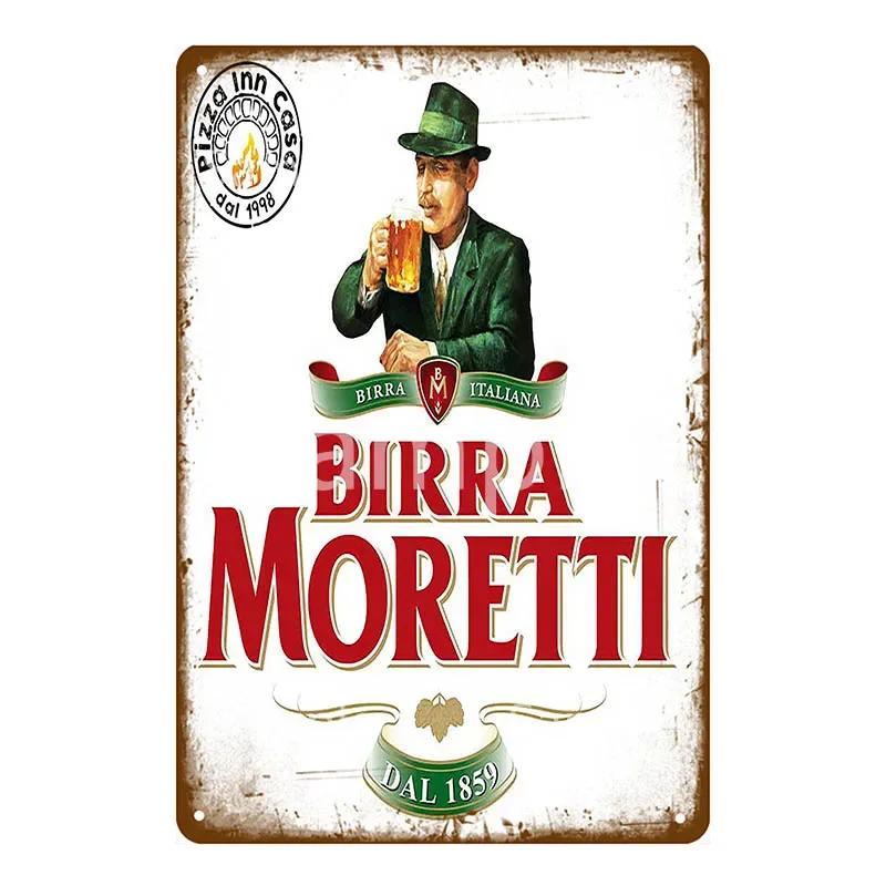 

Пиво Moretti пиво метал дитячий вінтажний паб бар клуб чоловік печера олово пластини настінний декор італійський алкогольний напій метал 20x30cm（7.8x11.8inch）