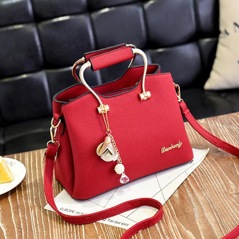 Luxury Handle Bags For Women PU Leather Pendant Crossbody Bag Large Capacity Messenger Handbag Middle-aged Mommy Bags