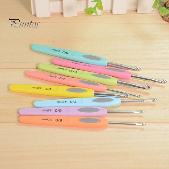 8Pcs Sweater Scarf DIY Crafts Crochet Hooks Plastic Handle Knitting Needles