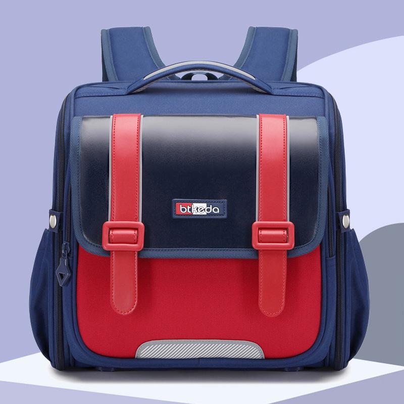 British-Style Lightweight Backpack for Elementary Students: 1-4 Grades, Spine Protection, Large Capacity