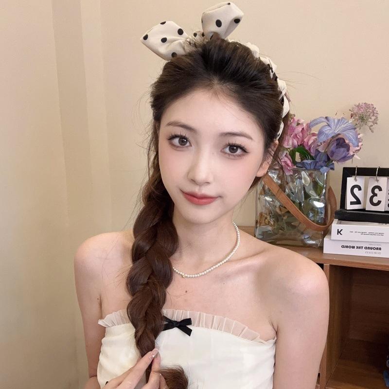 Elegant Polka Dot Bow Toothed Hairband For Women Girls Sweet Hair Ornament Headband Hair Hoop  Hair Accessories Gift
