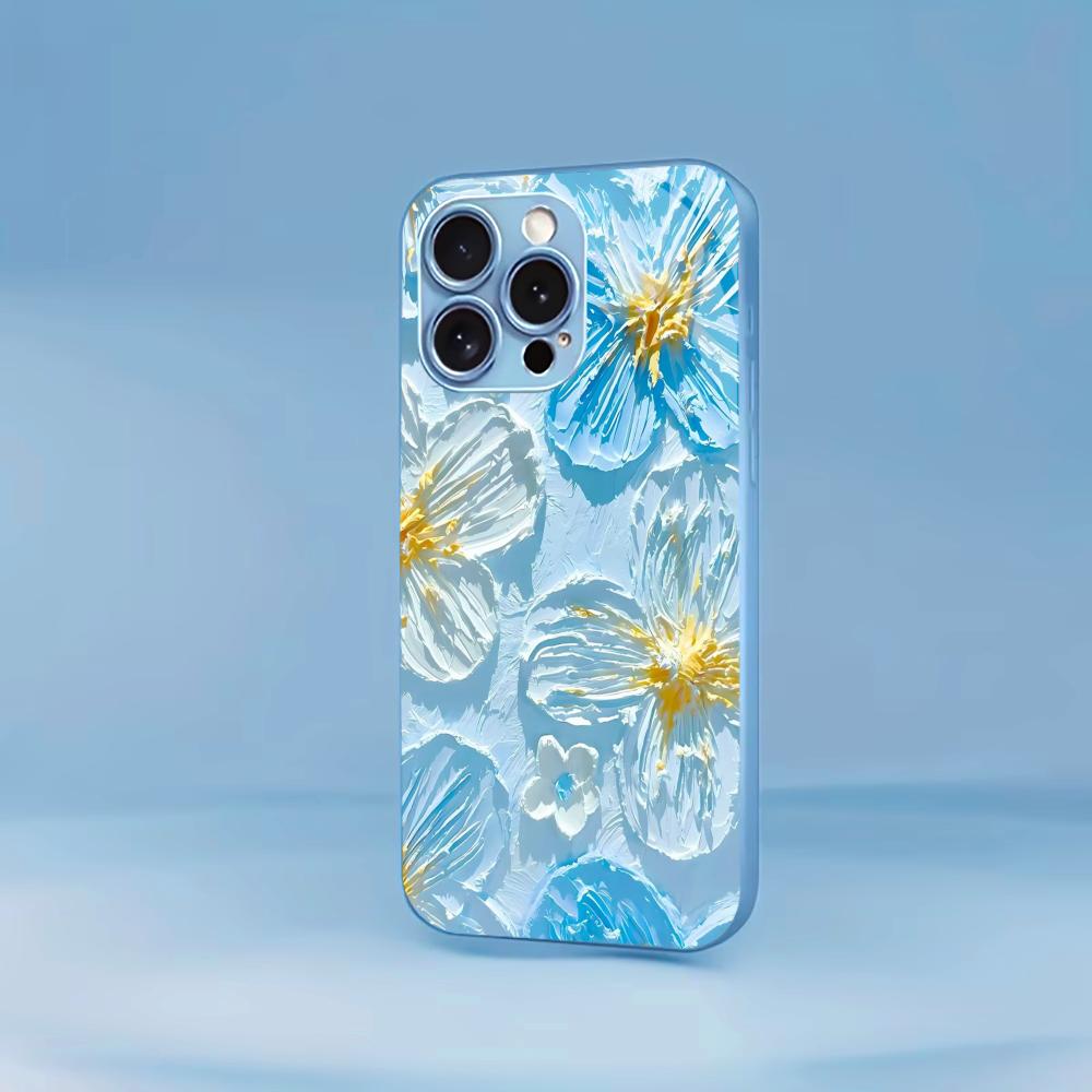 Aesthetic Textured Flower Print for iphone 17 case for coque iphone Case fundas Glass for iPhone 17 16 15 14 13 12 11pm Pro Plus