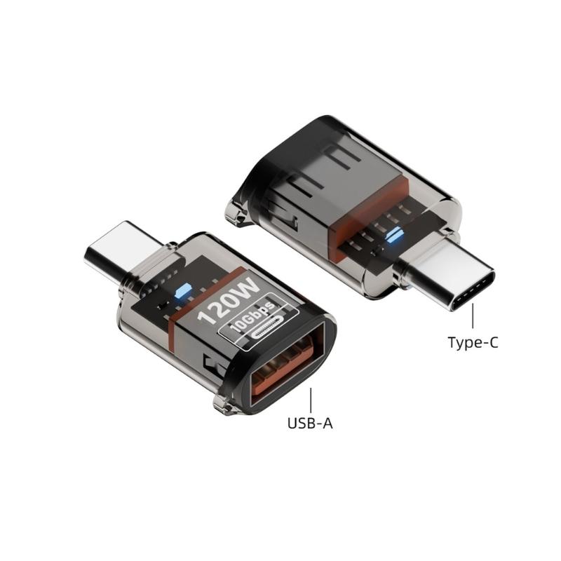 Type-C OTG Adapter Converter Support 10Gbps Data Transfer 120W Charging USB C Male to USB 3.2 Female Adapter Portable