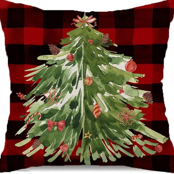 Christmas Pillowcase Linen Print Elk Snowman Home Decoration Sofa Cushion Cover