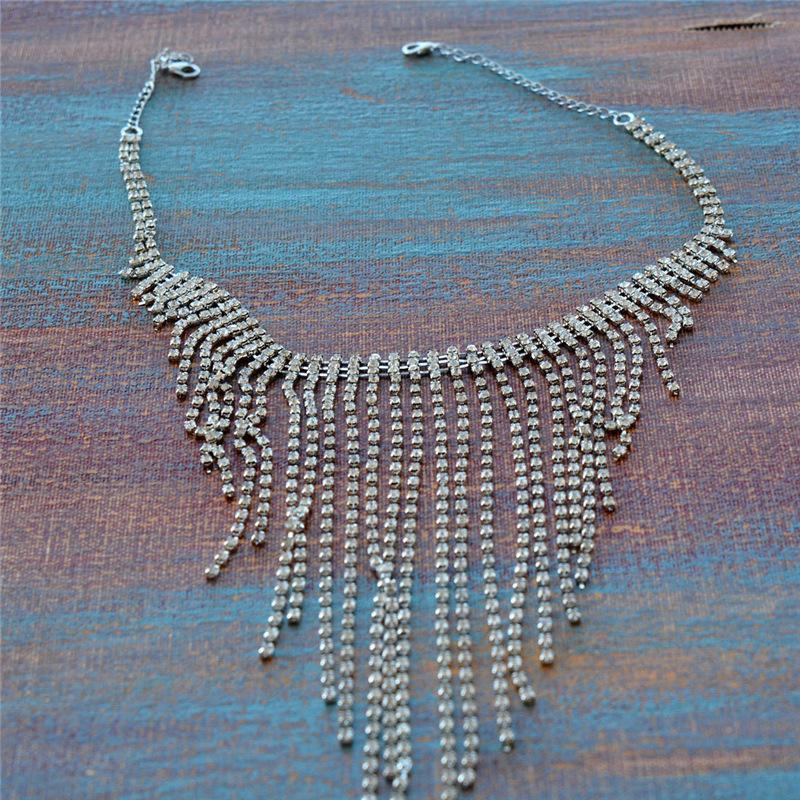 European And American Fashion Fringed Full Diamond Back Chain, Sexy Luxury Dress Rhinestone Body Chain, Exquisite And Shiny Rhinestone Back Chain