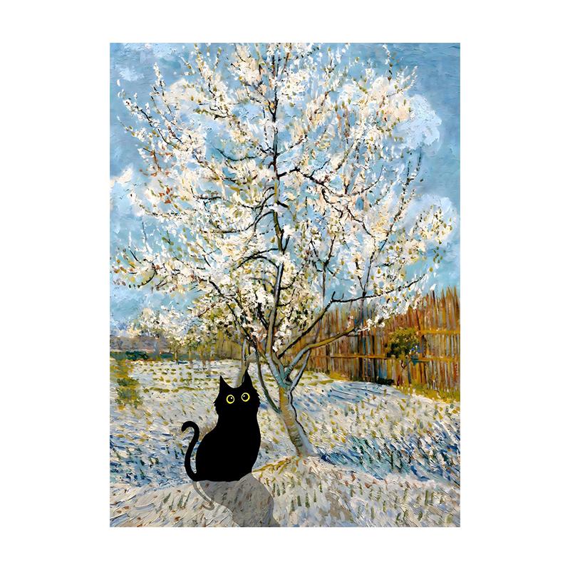 Van Gogh Black Cat Sunflowers Funny Art Matisse Monet Canvas Painting Posters And Prints Wall Pictures For Living Room Decor