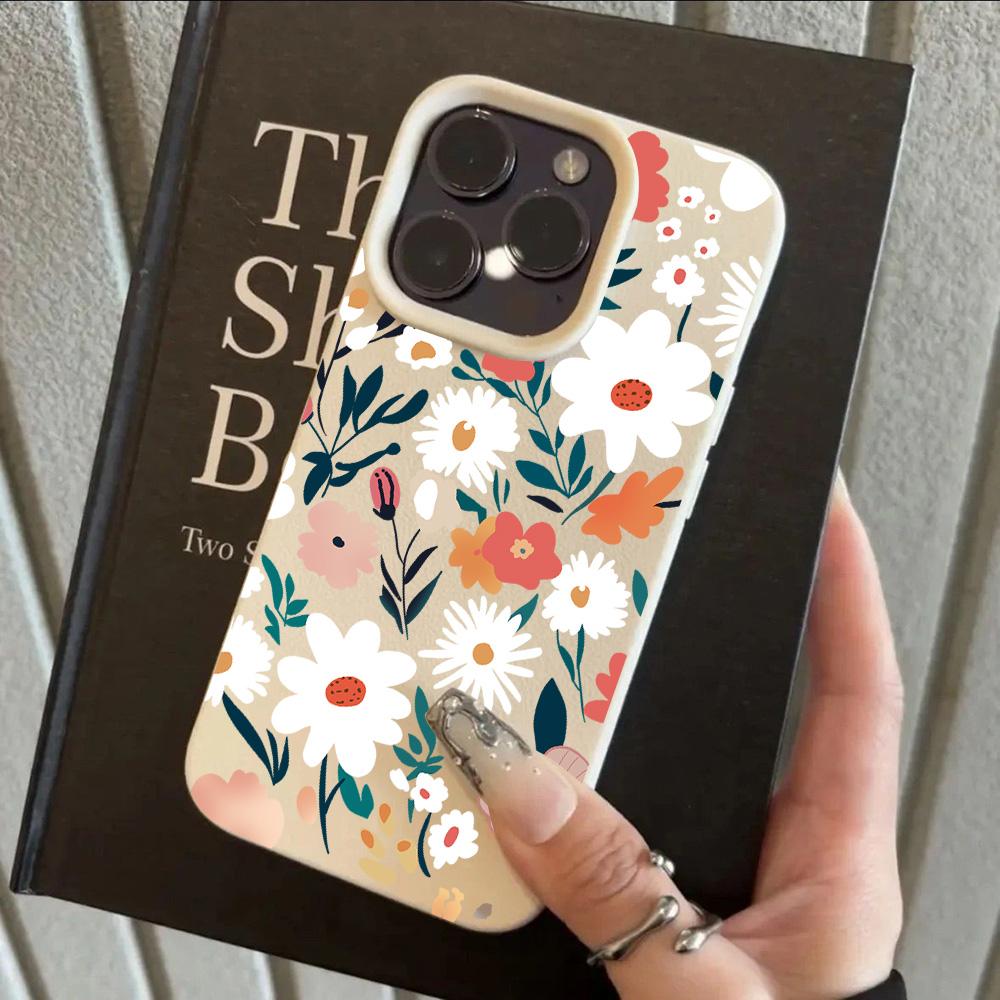 HOT Luxury Retro Flowers Lichee Leather Pattern Phone Case For iPhone 17 16e 16 15 14 13 12 11 Air Pro Max Plus X XR XSMax