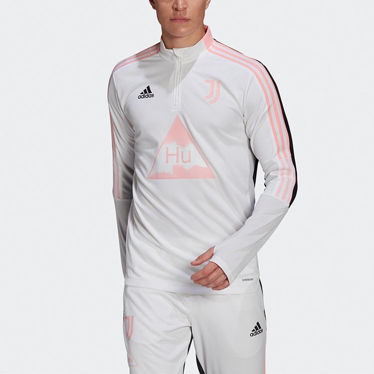 adidas x Crossover Juve Hu Tr Top Juventus Soccer/Football Half Zipper Stand Collar Sports White Black Colorblock Men's GK7824